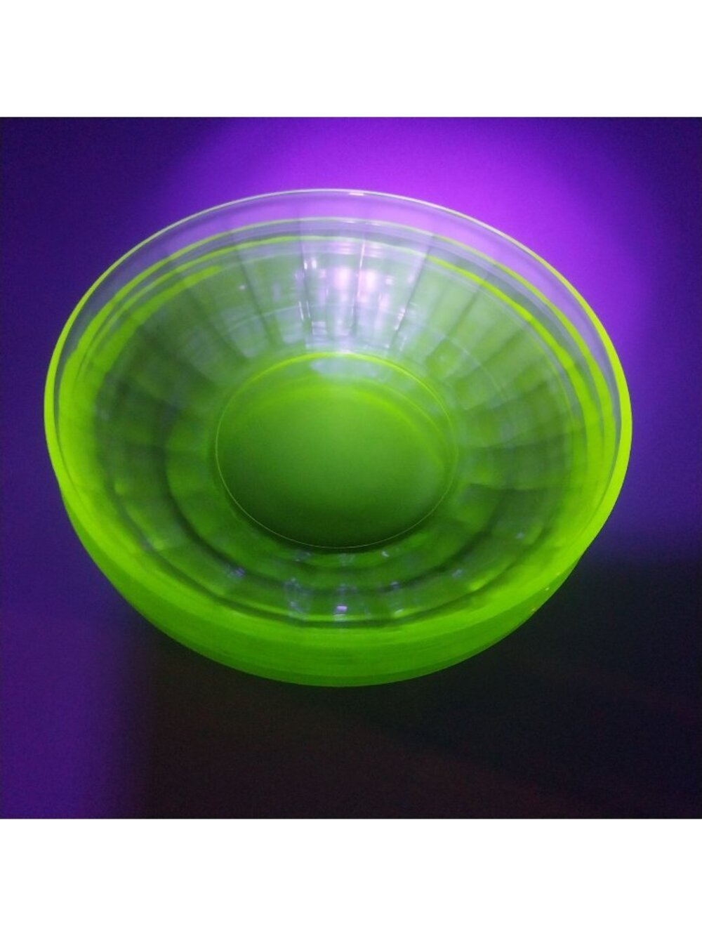 Anchor Hocking Optic Block Vintage Uranium Glass Bowls Set of 4